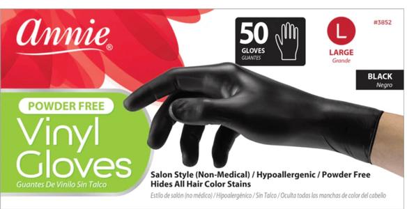 Annie Powder Free Vinyl 50 Gloves. Black (Negro) Amazon Cheap Online