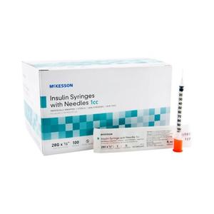 BOX/100: Insulin Syringe with Needle McKesson 1 mL 28 Gauge 1/2 Inch Attached Needle NonSafety Free Shipping Cheap Pice