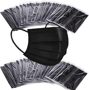 2000pcs Individually Wrapped 3-Ply Disposable Face Mask Black Premium Comfort Footlocker For Sale