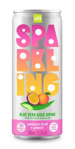 ALO Sparkling Passion Fruit & Peach Carbonated Aloe Vera Juice Drink | 330 ml, Pack of 12 Quality Original