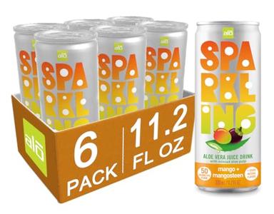 ALO Sparkling Mango & Mangosteen Carbonated Aloe Vera Juice Drink | 11.2 fl oz, Pack of 6 Discount Order