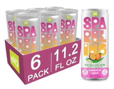ALO Sparkling Passion Fruit & Peach Carbonated Aloe Vera Juice Drink | 11.2 fl oz, Pack of 6 Buy Cheap Get Authentic