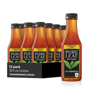 PURE LEAF Iced Tea Unsweetened Black Tea with Lemon, Unsweetened, 18.5 Fl Oz (Pack of 12) Brand New Unisex