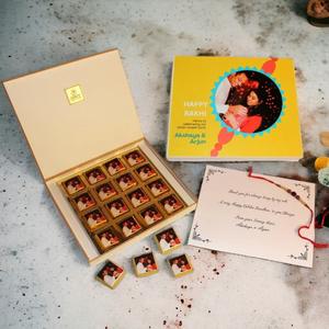 ZOROY - Elegant Rakhi Gift for Brother & Sister - Personalized Gift Box and Wrapped Chocolates - 16 Wrapped Chocolates Low Shipping Cheap Pice