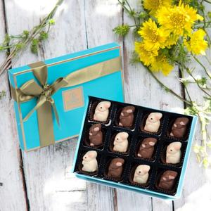 ZOROY Easter Box of 12 bunnies milk chocolate Gift Pack - 132 Gms Discounts