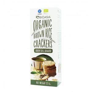 BioAsia - Organic Brown Rice Crackers (Green Tea & Seaweed) 115g 100% Original Cheap Pice