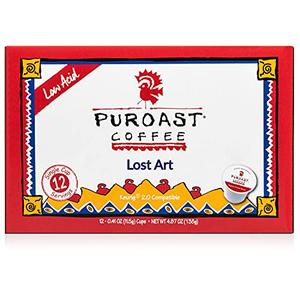 Puroast Low Acid Coffee| Lost Art Single Serve Pods | Medium Roast | High Antioxidants & High pH |No Bitter Aftertaste | Reduced Heartburn & GERD Friendly | 12 Count - Compatible with Keurig Brewer Inexpensive Sale Online