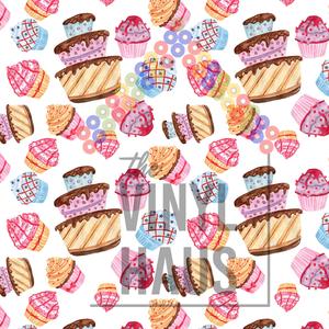 Birthday Cakes and Cupcakes Pattern Vinyl 12" x 12" 100% Original Sale Online