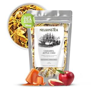 Nelson's Tea Caramel Apple Chai Tea Loose Leaf - Cut & Sifted Red Rooibos Loose Leaf Tea, Black Tea with Cinnamon Chips, Peppercorn, Ginger Root, Cardamom, Clove, Orange Peel and All Spice (16 oz) Outlet Best Place