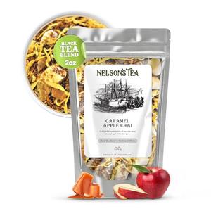 Nelson's Tea Caramel Apple Chai Tea Loose Leaf - Cut & Sifted Red Rooibos Loose Leaf Tea, Black Tea with Cinnamon Chips, Peppercorn, Ginger Root, Cardamom, Clove, Orange Peel and All Spice (2 oz) Buy Cheap Best