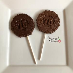 12 Chocolate #75 Decorative FLORAL Lollipop Candy Favors 75th Birthday Party Cheap Real Eastbay