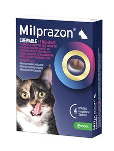 KRKA MILPRAZON KAUWTABLETTEN ONTWORMINGSTABLETTEN KAT >2 KG 16 MG/40 MG 4 TBL Sale Deals