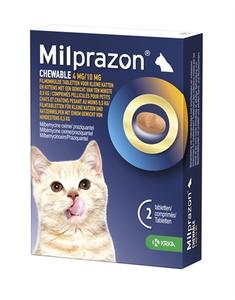 KRKA MILPRAZON KAUWTABLETTEN ONTWORMINGSTABLETTEN KAT >0.5 KG 4 MG/10 MG 2 TBL Cheap Countdown Package