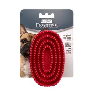 Le Salon Essentials Dog Rubber Curry Brush w/ Loop Handle - Red Pre Order
