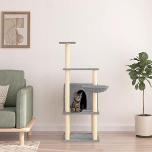 Kattetre med klorestolper i sisal lysegr 132 cm Where To Buy Low Pice