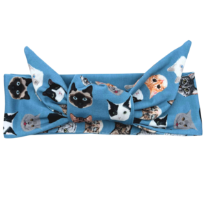 All the Cats - Blue Adjustable Tie Headband Clearance Huge Surprise