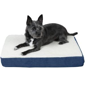 Orthopedic Rectangular Mattress Dog Bed - Sherpa - Navy Sale Wholesale Pice