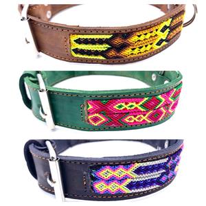 70cm Hand Made Embroidered Leather Mexican Dog Collar L (50-60cm neck) New Styles For Sale