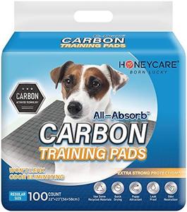 HONEY CARE All-Absorb Puppy Training Pads | Doggie Potty Pads Absorb Eliminating Urine Odor, Ultra Charcoal Dog Pee Pad (Carbon, L 22x23 inch, 100ct) Clearance Fashionable