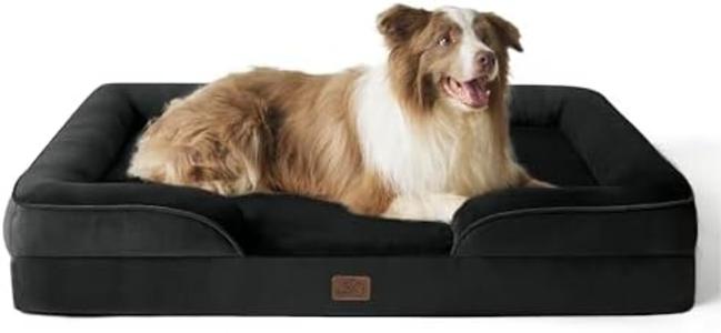 Bedsure Orthopedic Dog Bed for Large Dogs - Big Washable Dog Sofa Beds Large, Supportive Foam Pet Couch Bed with Removable Washable Cover, Waterproof Lining and Nonskid Bottom, Black Brand New Unisex Cheap Online