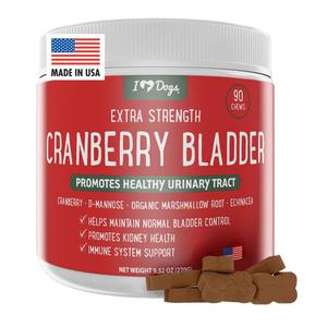 iHeartDogs Extra Strength Urinary, Bladder, & Kidney Support for Dogs Cranberry, D-Mannose & Echinacea Helps Frequent UTIs, Strengthens Weak & Incontinent Bladder Free Shipping Top Quality