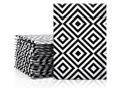 Black and white bubble mailers 4x8in Visit New