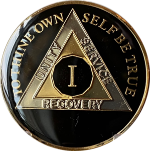 1 - 10 15 20 AA Medallion Glossy Classic Black Tri-Plate Sobriety Chip Cheap In China