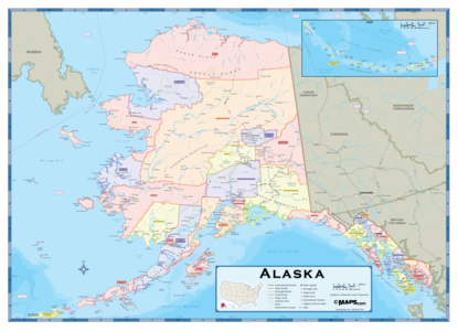 Alaska Counties Wall Map Discount Shop For