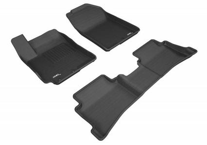 3D Maxpider 2018-2022 Hyundai Accent Sedan 1st 2nd Row Black Kagu Carbon Fiber Embossed Pattern Floor Mat L1HY08701509 Marketable Cheap Pice