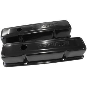 AeroFlow=Black Steel Valve Covers Suit SB Chev With Aeroflow Logo Tall High Quality For Sale