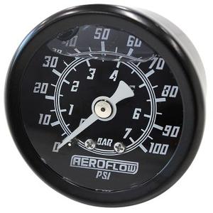 AeroFlow=1-1/2" Liquid Filled 100 psi Pressure Gauge Black Face White Pointer 1/8" NPT Clearance Store For Sale