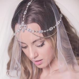 Crystal Encrusted Forehead Bridal Headpiece Hair Chain Great Deals Sale Online