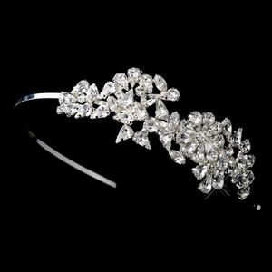 Crystal Floral Side Accented Bridal Headband Free Shipping Footlocker Finishline
