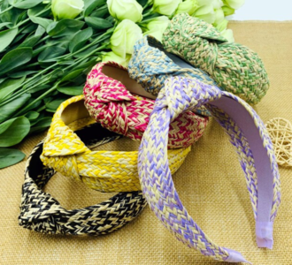 Headbands - Natural Woven Rattan Headbands in Multi Print Cheapest Pice