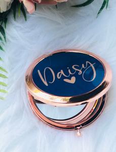 Rose Gold and Navy Blue Personalised Compact Mirror Very Cheap Pice
