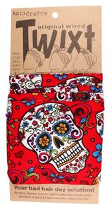 Sugar Skulls on Red Day of the Dead - Twixt / Wired Head Wrap Outlet Choice