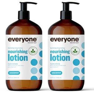 Everyone Nourishing Hand and Body Lotion, 32 Ounce (Pack of 2), Unscented, Plant-Based Lotion with Pure Essential Oils, Coconut Oil, Aloe Vera and Vitamin E Discount Free Shipping