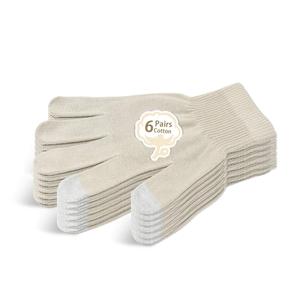 Evridwear Unisex Moisturizing Cotton Gloves with Touchscreen Fingertips for Eczema Beauty Cosmetic Dry Hands Sensitive Irritated Skin Therapy Overnight Bedtime, 6 Pairs, Lightweight-Beige, S/M Cheap Sale Finishline