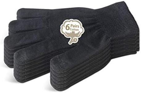 Evridwear Men Moisturizing Cotton Gloves with Touchscreen Fingertips for Eczema Beauty Cosmetic Dry Hands Sensitive Irritated Skin Therapy Overnight Bedtime, 6 Pairs, Lightweight-Black, L/XL Pick A Best For Sale