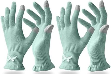 Evridwear Beauty Cotton Gloves with Touchscreen Fingers for SPA, Eczema, Dry Hands, Hand Care, Day and Night Moisturizing,(2 Pair S/M, Feather Weight Mint Green Color) Cheap Sale Cost