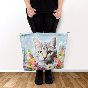 Bolso Cara de Gatito Gris Floral Amazon For Sale