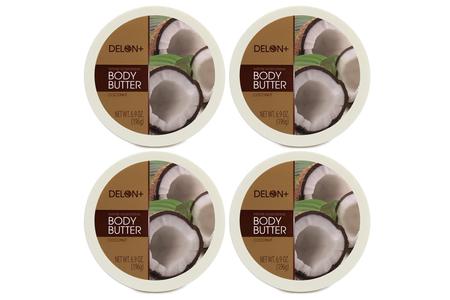 DELON Intense Moisturizing Body Butter, 6.9 Oz (4-Pack) (Coconut) Very Cheap
