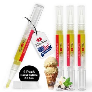 Bliss Kiss | 4 Vanilla Fragrance Nail Oil Cuticle Pens w/Vitamin E & JojobaNail Strengthener Nail Growth Treatment for Brittle Peeling Breaking Thin Nails Buy Cheap Perfect