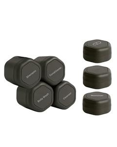Cadence Travel Containers - Daily Routine Capsule Set - Magnetic Travel Capsules - For Shampoo, Conditioner, Body Wash, Pills, and More - 4 Flex Mediums (1.32oz) & 3 Flex Smalls (0.56oz) - Charcoal Clearance Cheapest Pice