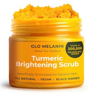 GLO Melanin Turmeric Scrub for Dark Spots, Brightening Inner Thighs Bikini Area Underarms, Natural Exfoliating Face Cheapest Online