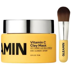 Gleamin Vitamin C Clay Mask for Dark Spots,10-Minutes Turmeric Clay Face Mask Skin Care, Deep Cleansing Pores - Facial Improves Uneven Tone, Post-Blemish, Visibly Brighten, Scarring & Texture - 2.5 Oz Clearance Inexpensive