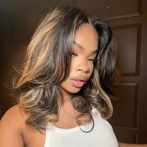 Balayage Highlight Butterfly Layer Cut Wear Go Pre Cut 6x5 HD Lace Glueless Wig Shop For Online
