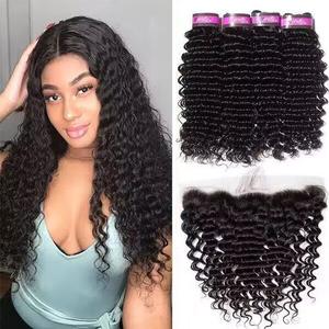 Brazilian Deep Wave Hair 3pcs Deep Wave With 13x4 Ear To Ear Lace Frontal Buy Cheap Discount