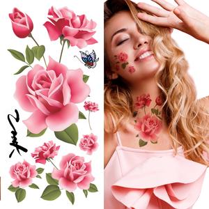 Supperb Temporary Tattoos - Pink Roses Grandiflora Roses Tattoos (Set of 2) Sale Fashion