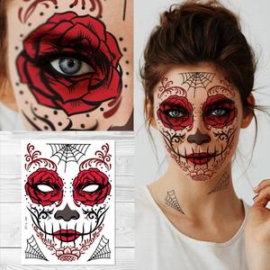 Supperb Halloween Face Tattoo Day of the Dead Sugar Skull Red Rose Temporary Face Tattoo Kit Cheap Sale Outlet Store